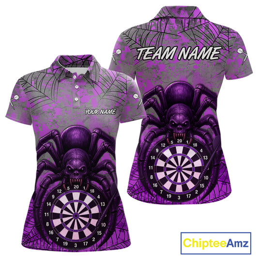 Mauve Skull Spider & Dartboard Darts Shirt For Women - Custom Name & Team Option NYN0394