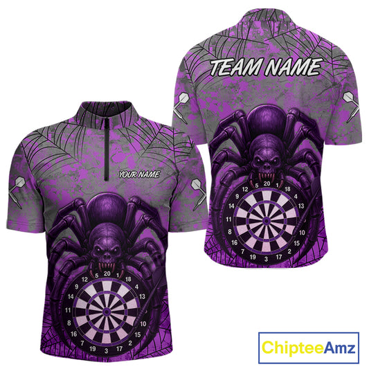 Mauve Skull Spider & Dartboard Darts Shirt For Men - Custom Name & Team Option NYN0394