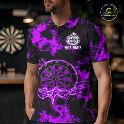 Thunder & Lightning Purple Dartboard Darts Shirt Custom Team Shirt For Men, Gift For Darts Players NYN3364