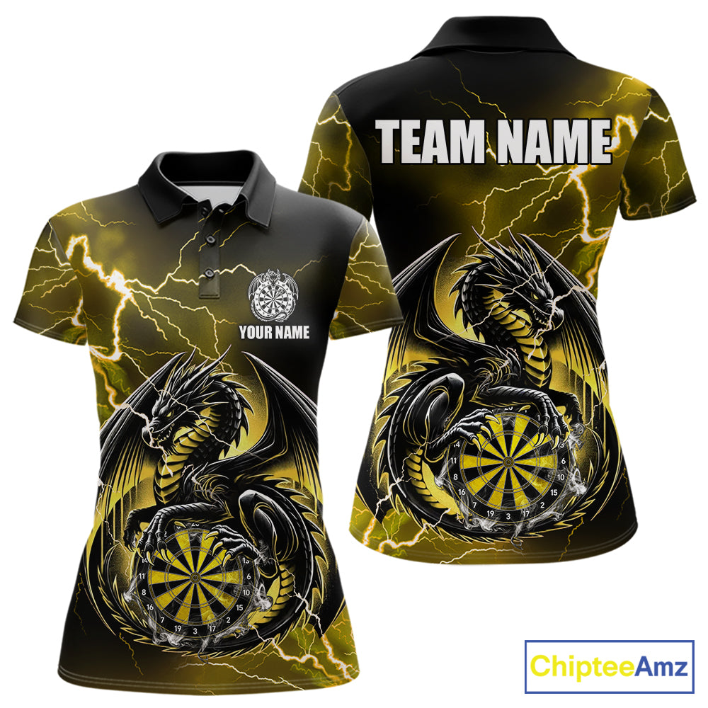 Personalized yellow thunder dragon dart polo shirt for women custom team jersey