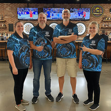 Load image into Gallery viewer, Personalized Men Dragon Dart Polo 1/4-Zip Shirt Custom Name Team Thunder Dragon Dart Jersey | Blue NYN3370
