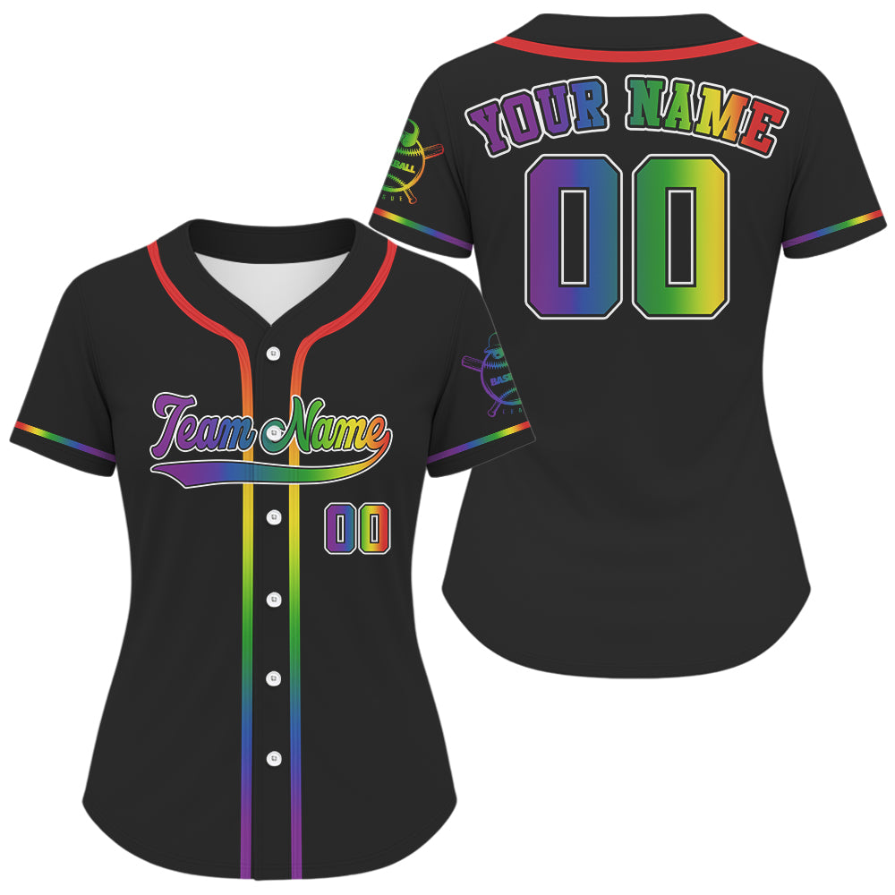 Women's LGPT Pride Baseball Jersey Custom Colorful Baseball Shirt For LGPTQ+ Fans NYN0873