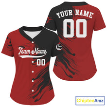 Load image into Gallery viewer, Women's Red And Black Baseball Jersey Personalized Outfits Baseball Shirt For Newborns NYN0881