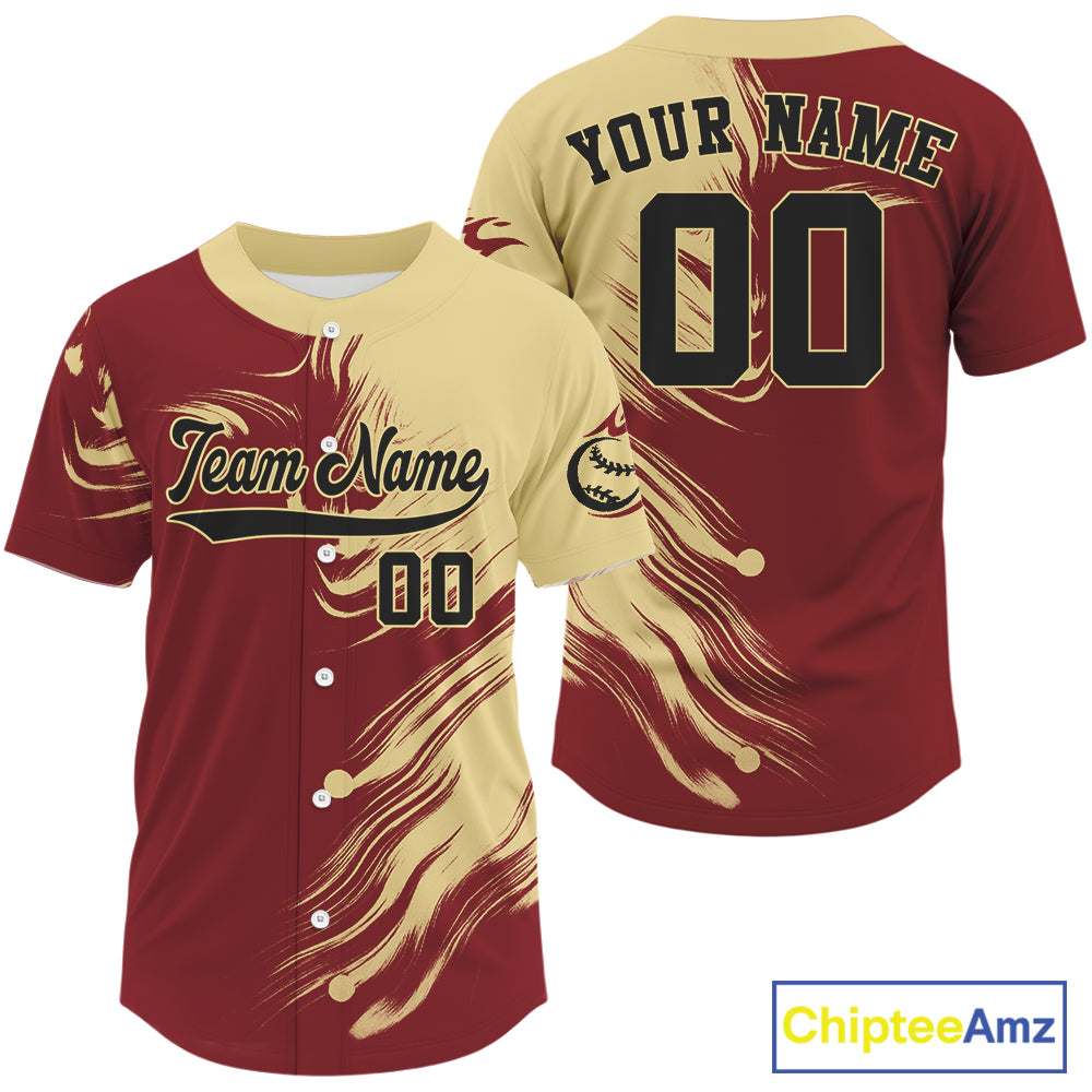 Men's Red And Yellow Baseball Jersey Personalized Outfits Baseball Shirt For Newborns NYN0882