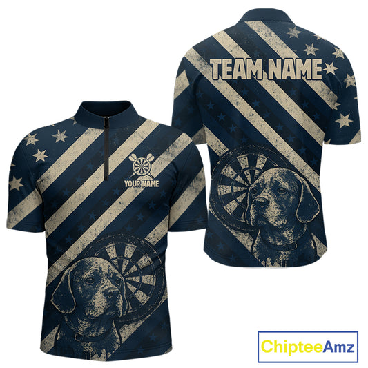 Custom Blue Grunge Dog Dartboard Darts Jersey For Men Outfit Patriotic Dart Team Jersey  NYN1276