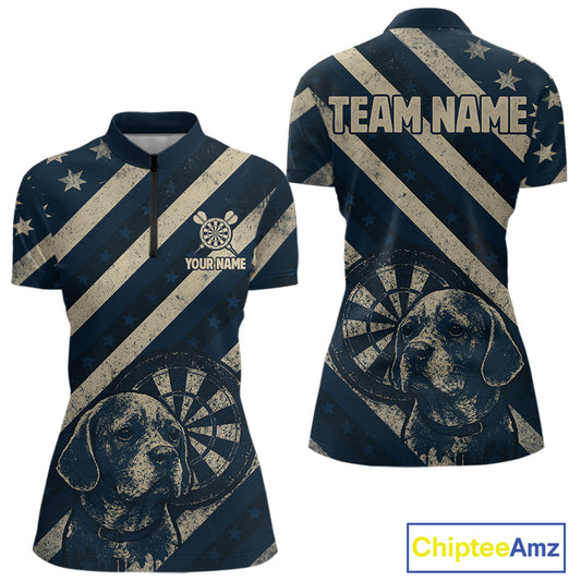Custom Blue Grunge Dog Dartboard Darts Jersey For Women Outfit Patriotic Dart Team Jersey  NYN1276