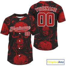 Load image into Gallery viewer, Custom Red Skulls Creepy Grunge Baseball Jersey For Men Halloween Baseball Team Shirt NYN1284