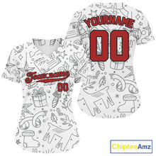 Load image into Gallery viewer, Custom White Christmas Baseball Jersey For Women Funny Xmas Baseball Tournament Jersey NYN1285