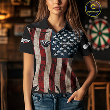 Load image into Gallery viewer, Colorful Skull Grunge Dartboard US Flag Dart Women Polo Shirt, Patriotic Dart Jerseys NYN1556