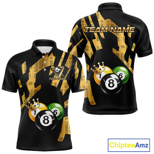 Gold Crown Ball Billiard Ball Shirts For Men Personalized Attire Billiard Team Shirts NYN2324