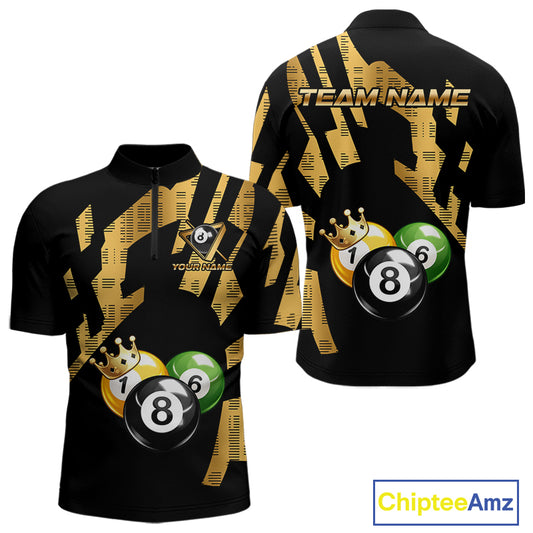 Gold Crown Ball Billiard Ball Shirts For Men Personalized Attire Billiard Team Shirts NYN2324