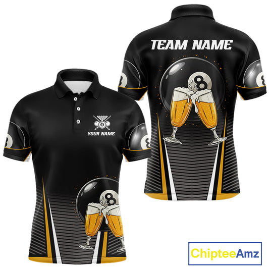 Custom Funny Cheer Beer & 8 Ball Men's Billiard Shirts Personalized Billiard Apparel Gifts NYN2326