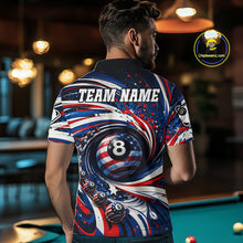 Load image into Gallery viewer, Custom US Flag Pool 8 Ball Billiard Shirt For Men Personalized Patriotic Ball Billiard Attire NYN2591
