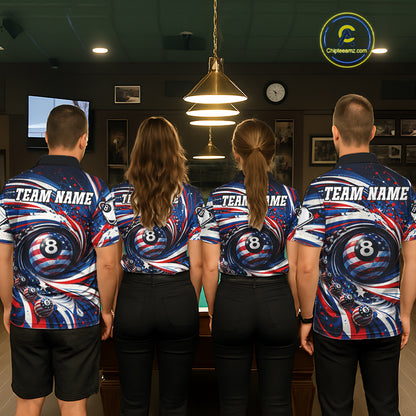 Custom US Flag Pool 8 Ball Billiard Shirt For Women Personalized Patriotic Ball Billiard Attire NYN2591