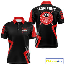 Load image into Gallery viewer, Black &amp; Red Skull Pool 8 Ball Men Billiard Polo &amp; 1/4-Zip Shirt Personalized Ball Billiard Attire NYN2593