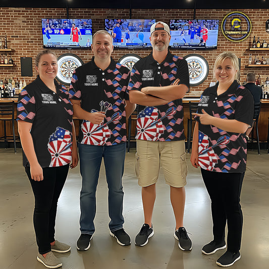 Custom American Flag Pattern Dartboard Darts Quarter-Zip Shirts For Men Patriotic Darts Team Jerseys NYN2756