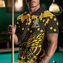 Load image into Gallery viewer, Hexagon Bee 8 Ball Pool Billiard Polo &amp; Quarter-Zip Jerseys For Men Custom Billiard Team Appeal NYN2759