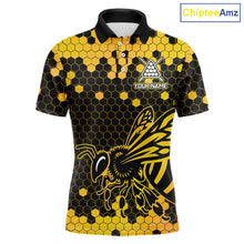 Load image into Gallery viewer, Hexagon Bee 8 Ball Pool Billiard Polo &amp; Quarter-Zip Jerseys For Men Custom Billiard Team Appeal NYN2759