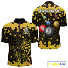 Load image into Gallery viewer, Hexagon Bee 8 Ball Pool Billiard Polo &amp; Quarter-Zip Jerseys For Men Custom Billiard Team Appeal NYN2759