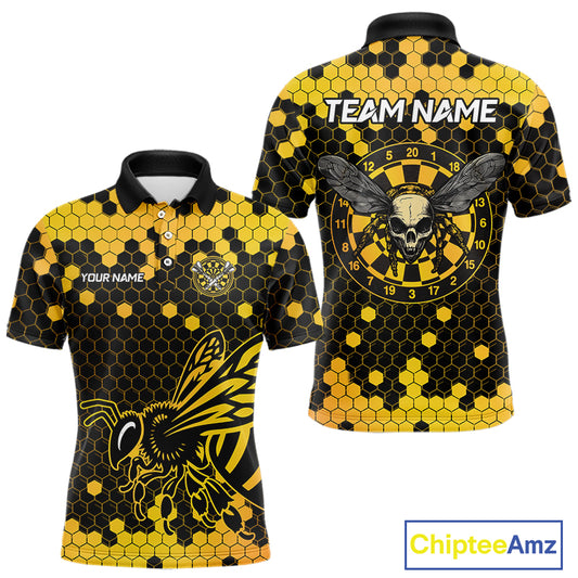 Honeycomb Pattern Bees Skull Dartboards Dart Shirts For Men, Custom Dart Jerseys NYN0053