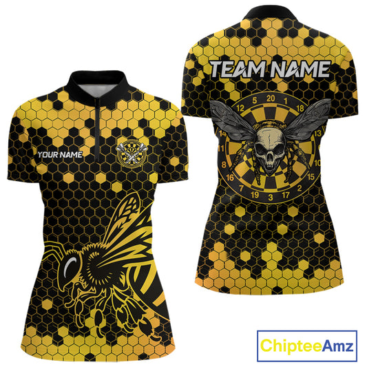 Honeycomb Pattern Bees Skull Dartboards Dart Shirts For Women, Custom Dart Jerseys NYN0053