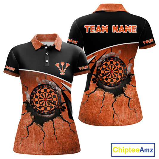 Hand Holding Orange Dartboards Cracked Grunge Dart Shirts For Women, Dart Jerseys NYN0056