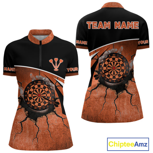 Hand Holding Orange Dartboards Cracked Grunge Dart Shirts For Women, Dart Jerseys NYN0056
