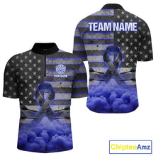 Load image into Gallery viewer, Blue Cloud Ribbon US Flag Dart Arrow Custom Breast Cancer Awareness Darts Men Quarter-Zip Shirt NYN1817