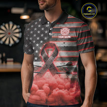 Load image into Gallery viewer, Red Cloud Ribbon US Flag Dart Arrow Custom Breast Cancer Awareness Darts Men Polo Shirt NYN1818