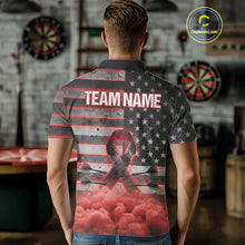 Load image into Gallery viewer, Red Cloud Ribbon US Flag Dart Arrow Custom Breast Cancer Awareness Darts Men Polo Shirt NYN1818