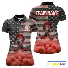 Load image into Gallery viewer, Red Cloud Ribbon US Flag Dart Arrow Custom Breast Cancer Awareness Darts Women Polo Shirt NYN1818
