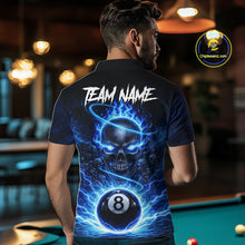 Load image into Gallery viewer, Blue Flames Multi Skull Thunder Pool 8 Ball 3D Billiard Shirt For Men Custom Billiard Team Attire NYN2603