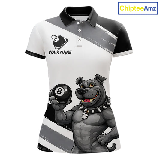 Grey And White Paint Funny Bulldog 8 Ball Billiard Pool Shirt For Women Custom Billiard Team Appeal NYN2765