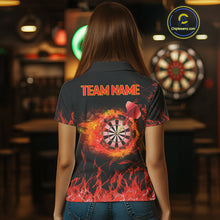 Load image into Gallery viewer, Red Fire Flame Dartboard Custom Dart Shirt For Women, Dart Team Jerseys NYN0216