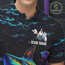 Load image into Gallery viewer, Funny Shark Ocean Neon Bowling  Jerseys For Men Custom Colorful Bowling Shirts Team Attire NYN3169