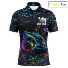 Load image into Gallery viewer, Funny Shark Ocean Neon Bowling  Jerseys For Men Custom Colorful Bowling Shirts Team Attire NYN3169