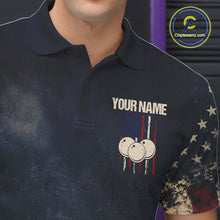 Load image into Gallery viewer, American Flag Grunge Bowling Team Jerseys For Men Custom Eagle Patriot Bowling Polo 1/4-Zip Shirt NYN3168