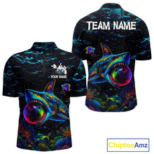 Load image into Gallery viewer, Funny Shark Ocean Neon Bowling  Jerseys For Men Custom Colorful Bowling Shirts Team Attire NYN3169