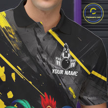 Load image into Gallery viewer, Personalized Colorful Funny Rooster Bowling Shirt For Men Yellow Grunge Bowling Team Jersey NYN3174