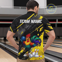 Load image into Gallery viewer, Personalized Colorful Funny Rooster Bowling Shirt For Men Yellow Grunge Bowling Team Jersey NYN3174