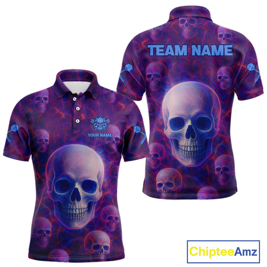 Colorful Lightning Skulls Pattern Darts Shirt For Men - Customizable Name & Team NYN0403