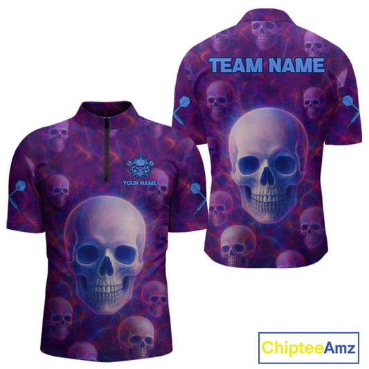 Colorful Lightning Skulls Pattern Darts Shirt For Men - Customizable Name & Team NYN0403