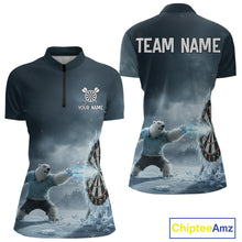 Load image into Gallery viewer, Custom Horror Polar Bear Ice Dartboard Darts Quarter-Zip Shirt For Women, Funny Dart Team Jerseys NYN1820