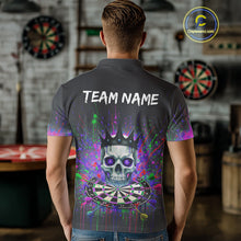 Load image into Gallery viewer, Custom Purple Crown Skull Colorful Dripping Dartboard Men Darts Polo Shirt Dart Jerseys NYN1827