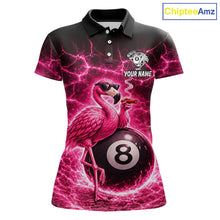 Load image into Gallery viewer, Thunder Pink Funny Flamingo Smokes Pool 8 Ball Women Billiard Shirt Custom Ball Billiard Team Attire NYN2612