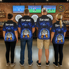 Load image into Gallery viewer, Blue Horror Shark Cheer Beer &amp; Dartboard Men Darts Quarter-Zip Shirt Custom Funny Dart Team Jersey NYN2617