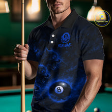 Load image into Gallery viewer, Horror Wolfs Blue Flames Smoke Pool 8 Ball Men Billiard Shirt Custom Ball Billiard Team Attire NYN2622