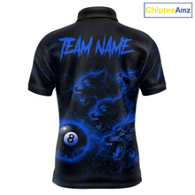 Load image into Gallery viewer, Horror Wolfs Blue Flames Smoke Pool 8 Ball Men Billiard Shirt Custom Ball Billiard Team Attire NYN2622