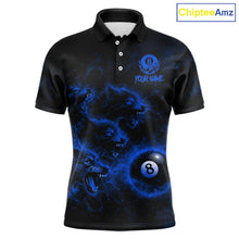 Load image into Gallery viewer, Horror Wolfs Blue Flames Smoke Pool 8 Ball Men Billiard Shirt Custom Ball Billiard Team Attire NYN2622