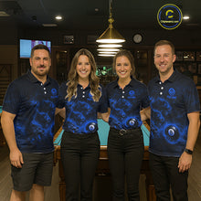 Load image into Gallery viewer, Horror Wolfs Blue Flames Smoke Pool 8 Ball Men Billiard Shirt Custom Ball Billiard Team Attire NYN2622